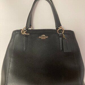 Coach Purse Removeable Shoulder Strap Black Leather with Gold Hardware